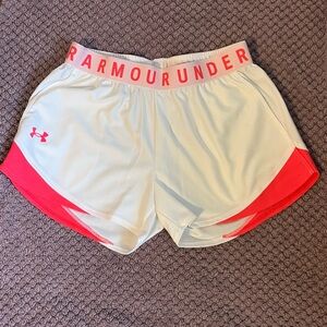 Under Armour Women's White and Pink Shorts